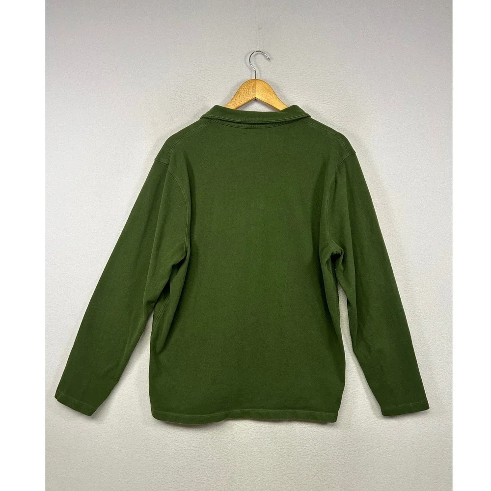 Preppy Gorpcore J.Crew Mercantile Mens LG Olive Green Quarter Zip Pullover H1340